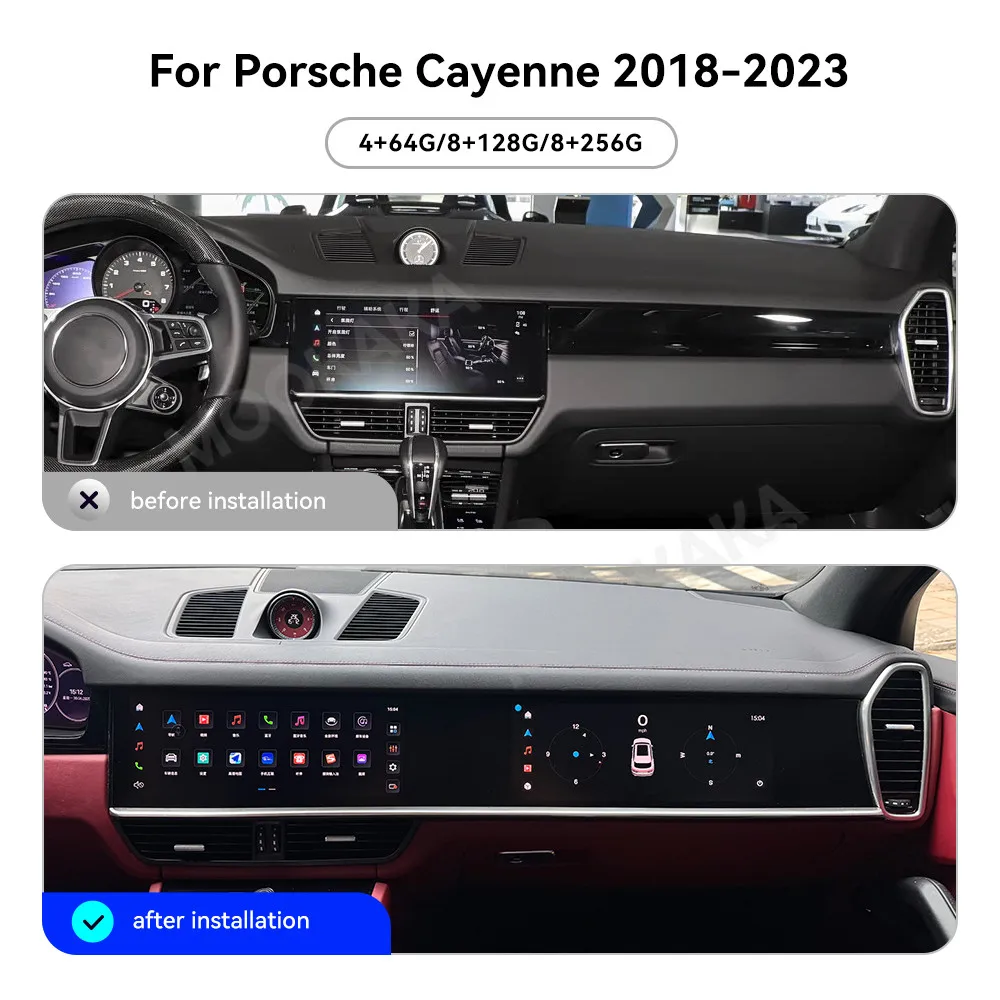 Dual 12.3 Inch Android 14 for Porsche Cayenne 2018-2023 Multimedia Car Radio Stereo Auto Carplay Head Unit Monitor Video