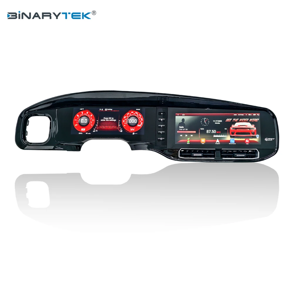 24'' Dual Screen Android Car DVD Player Digital Instrument Cluster for Dod-ge Challenger Hellcat & Charger 2013-2025 Dashboard