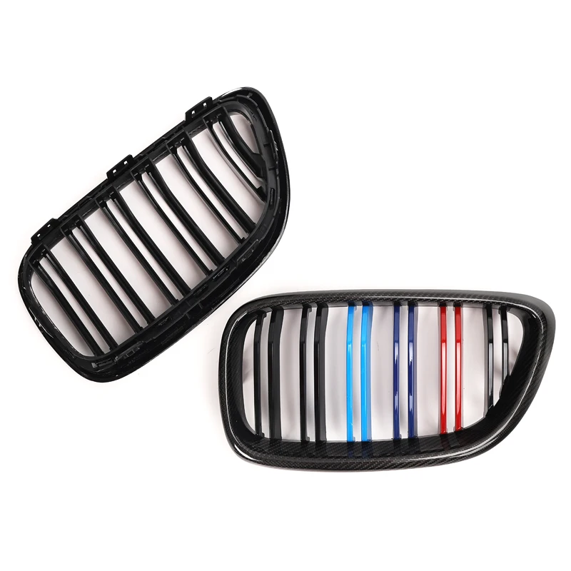 Carbon Fiber Glossy M Color Front Kidney Grille Double-line for BMW  2 Series F22 F23 2014-2016 M Style  Bumper Grill