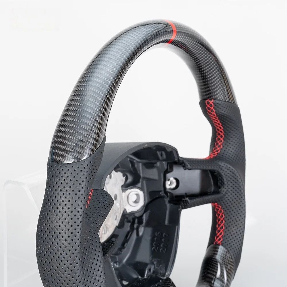 Custom Premium 12 O'clock Racing Carbon Fiber Leather Car Steering Wheel Upgrade for Audi A5 B7 2008-2010