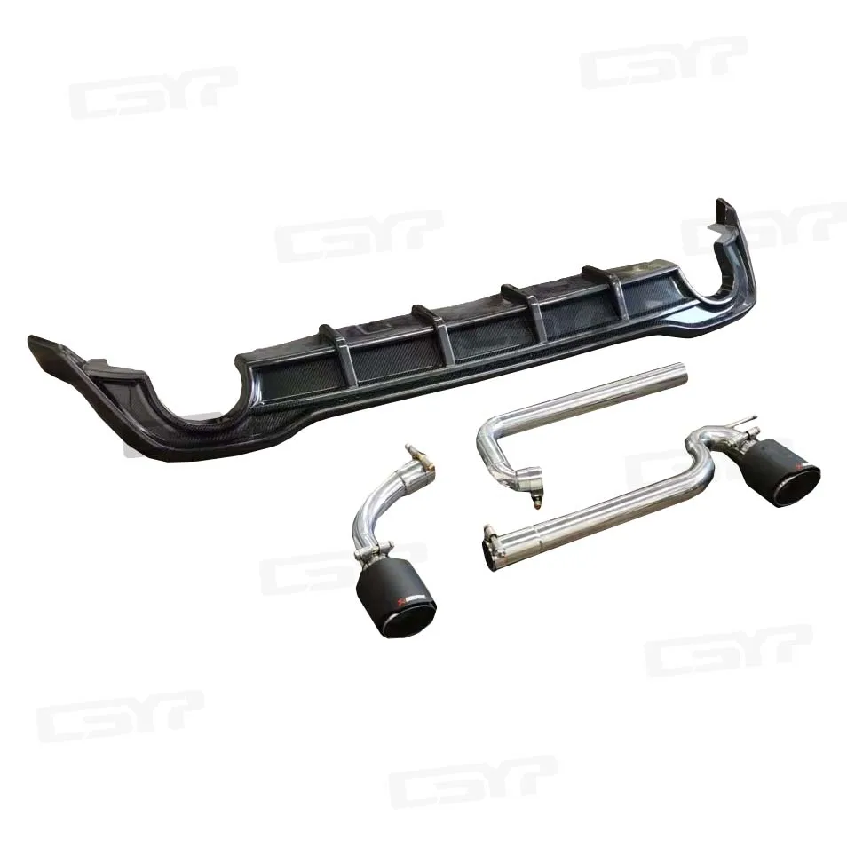 For 2020 2023 Volkswagen Golf8 MK8 CS Style Carbon Fiber Rear Bumper Diffuser with Exhaust Pipe GTI8 Auto Racing