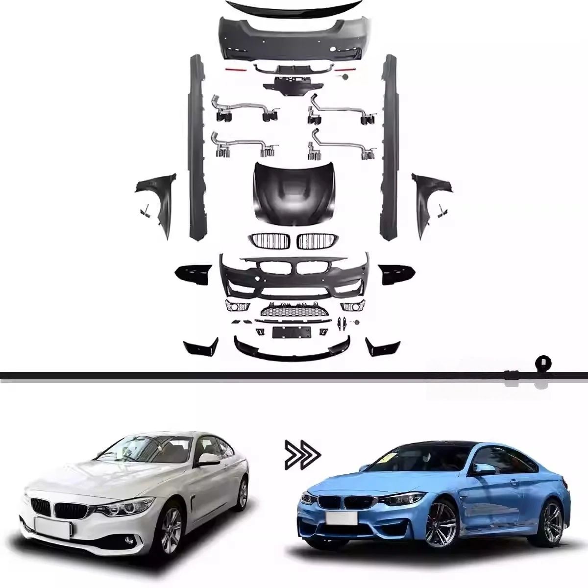 Car Body Kit for BMW 4 Series F32 F36 Full Body Kit Conversion M4 Front Rear Bumper Set for 2013 to 2020
