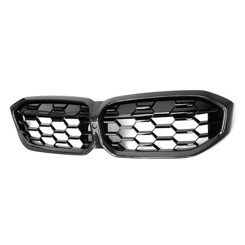 Real Carbon Fiber Gloss Black Racing Bumper Front Grills for BMW 3 Series G20 LCI G28 2023+ Diamond Style G20 Grill