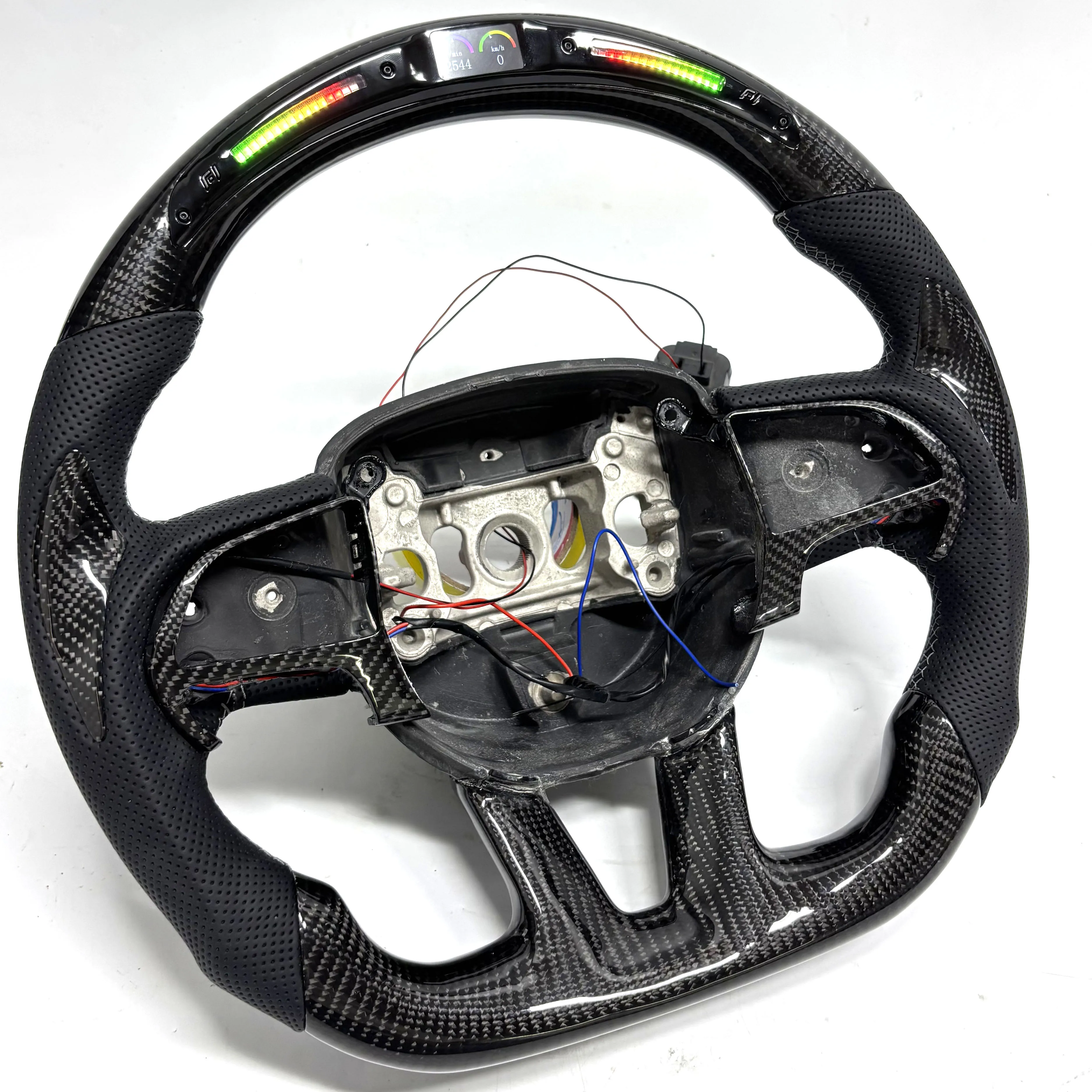 Custom Carbon Fiber Leather Steering Wheel Designed for Dodge Challenger Hellcat Challenger SRT RT Series Charger Models