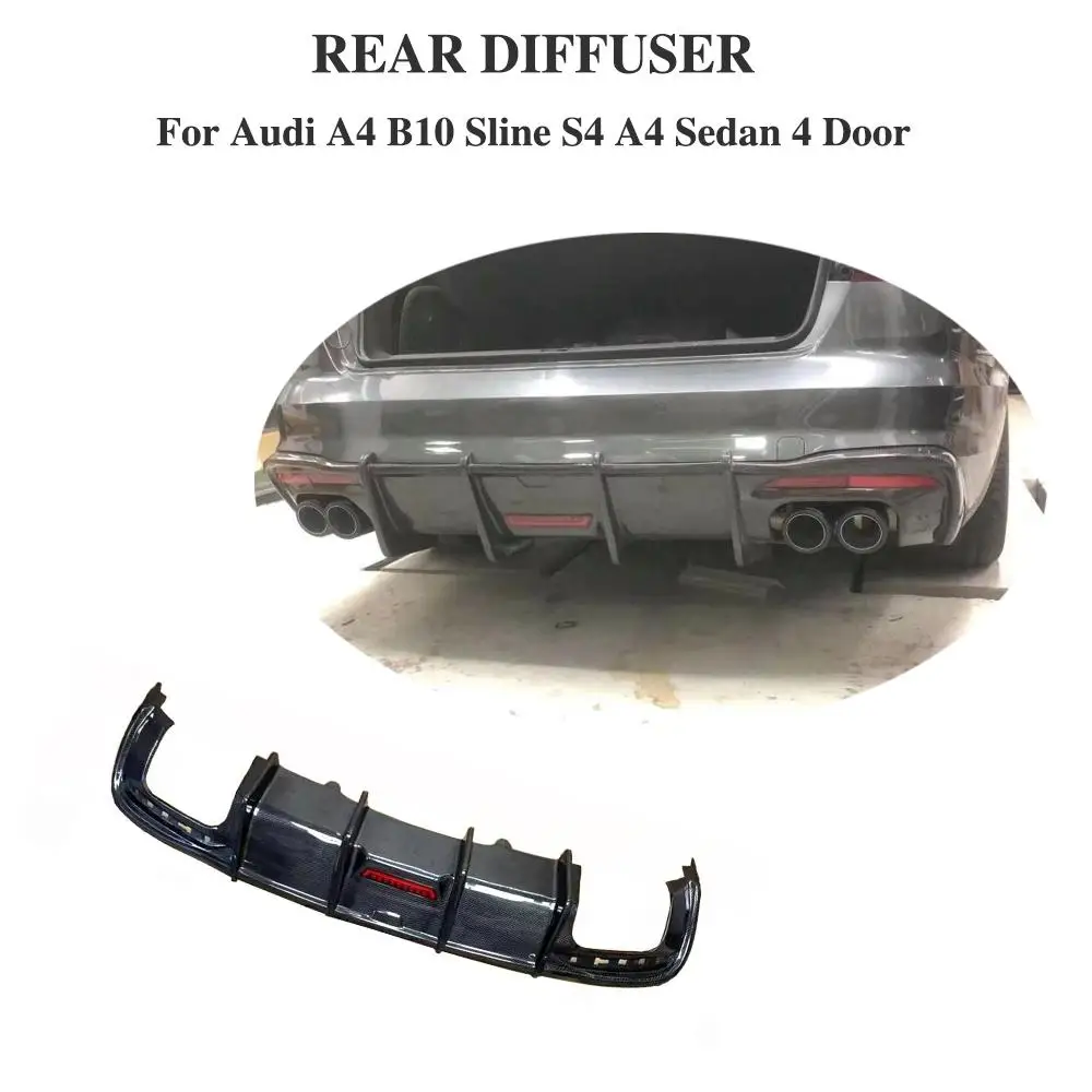Bumper Guard Splitters Carbon Fiber Rear Bumper Diffuser Lip Spoiler for Audi A4 B10 Sline S4 A4 Sedan 4 Door 2021