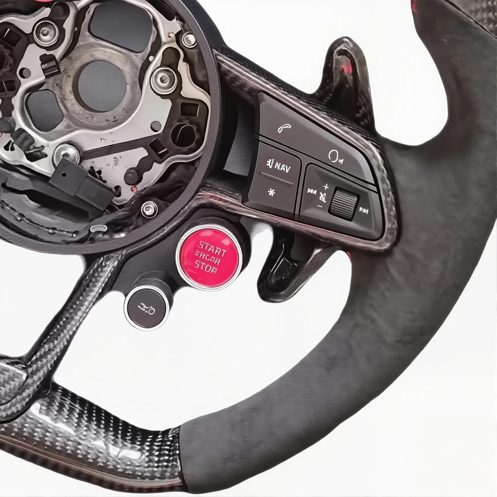 With LED  Sport Style Forged Carbon Fiber Audi Steering WHeel for A7 RS RS3 C7 Q5 Q7 S3 S5 8V B8 B9 S4 Q3 Q8 TT A8