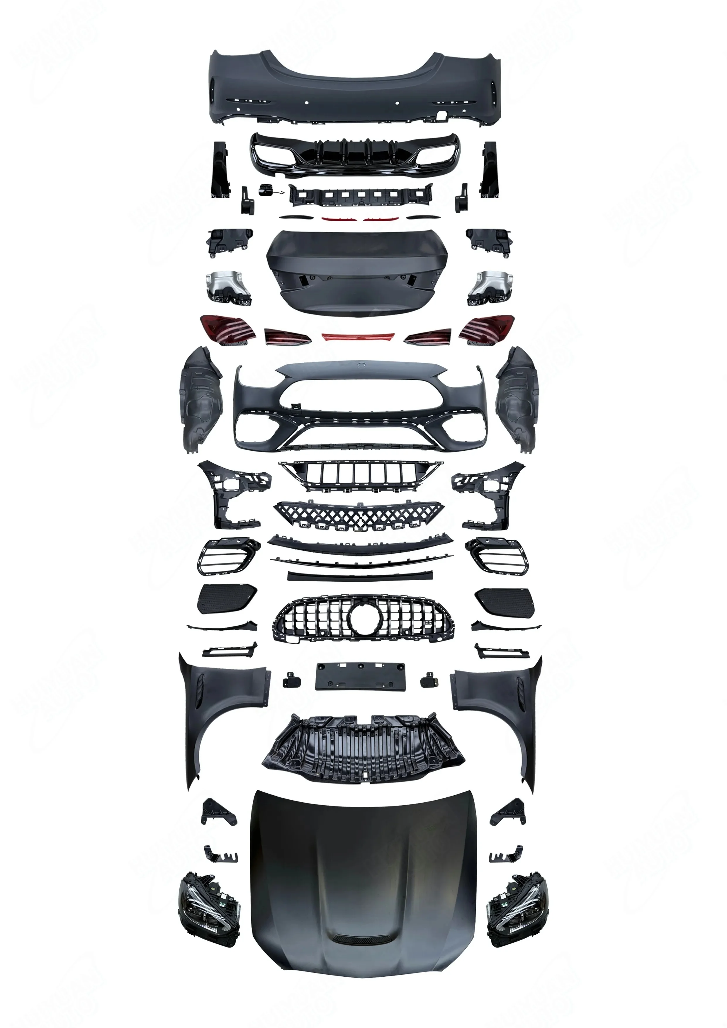 Auto Modification Conversion Old to New Body Kit for Mercedes-Benz C-Class W205 2015-2021 Upgrade to 2025 W206 C63 AMG Assembly