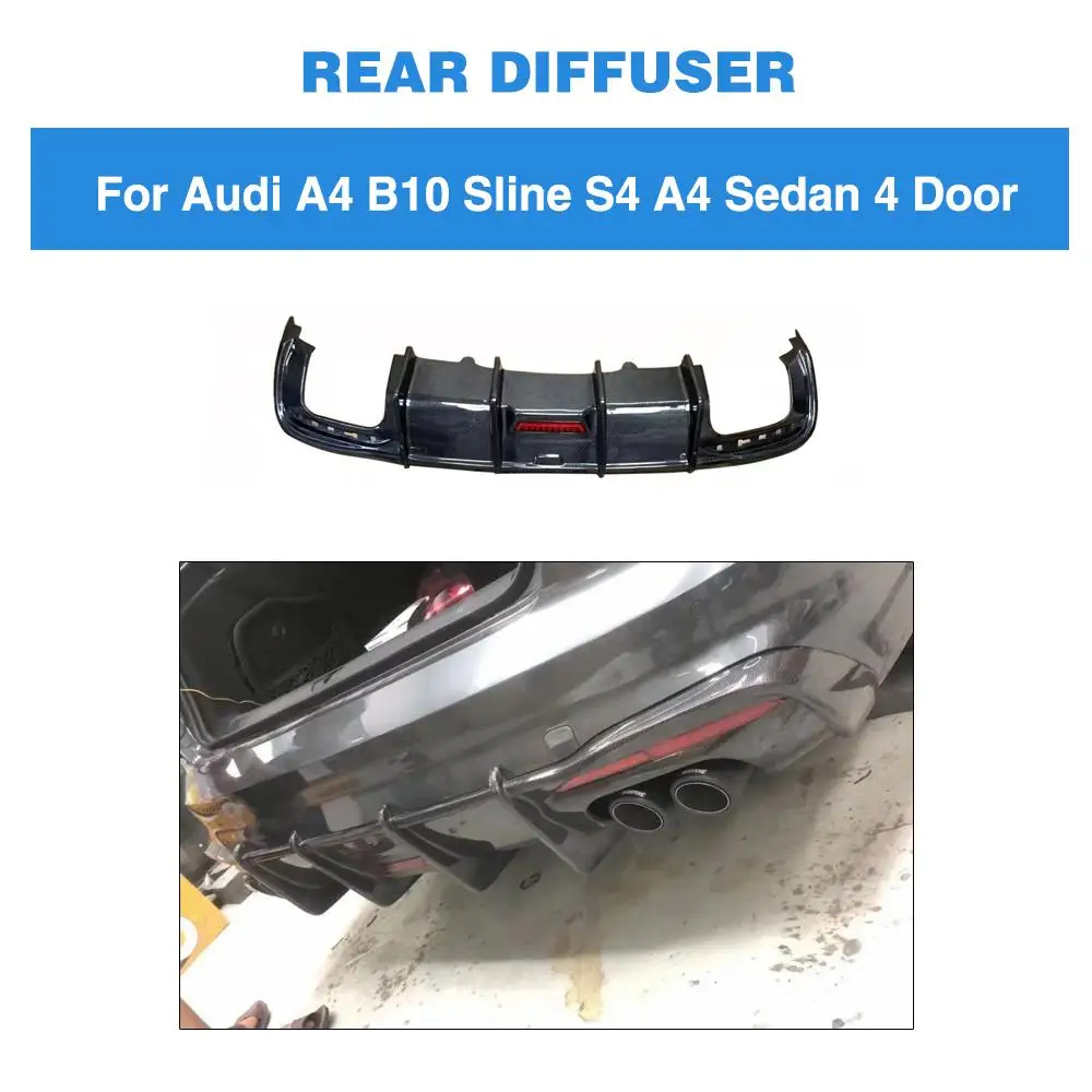 Bumper Guard Splitters Carbon Fiber Rear Bumper Diffuser Lip Spoiler for Audi A4 B10 Sline S4 A4 Sedan 4 Door 2021