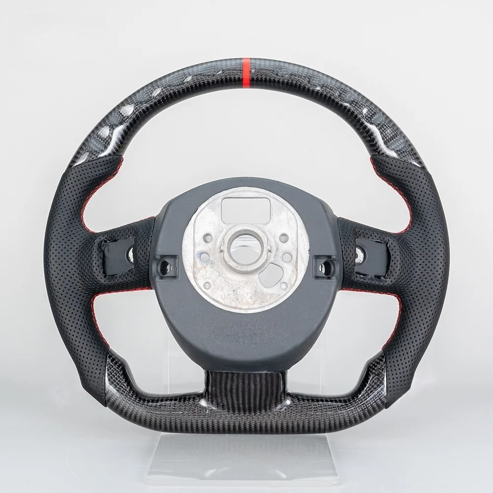 Custom Premium 12 O'clock Racing Carbon Fiber Leather Car Steering Wheel Upgrade for Audi A5 B7 2008-2010