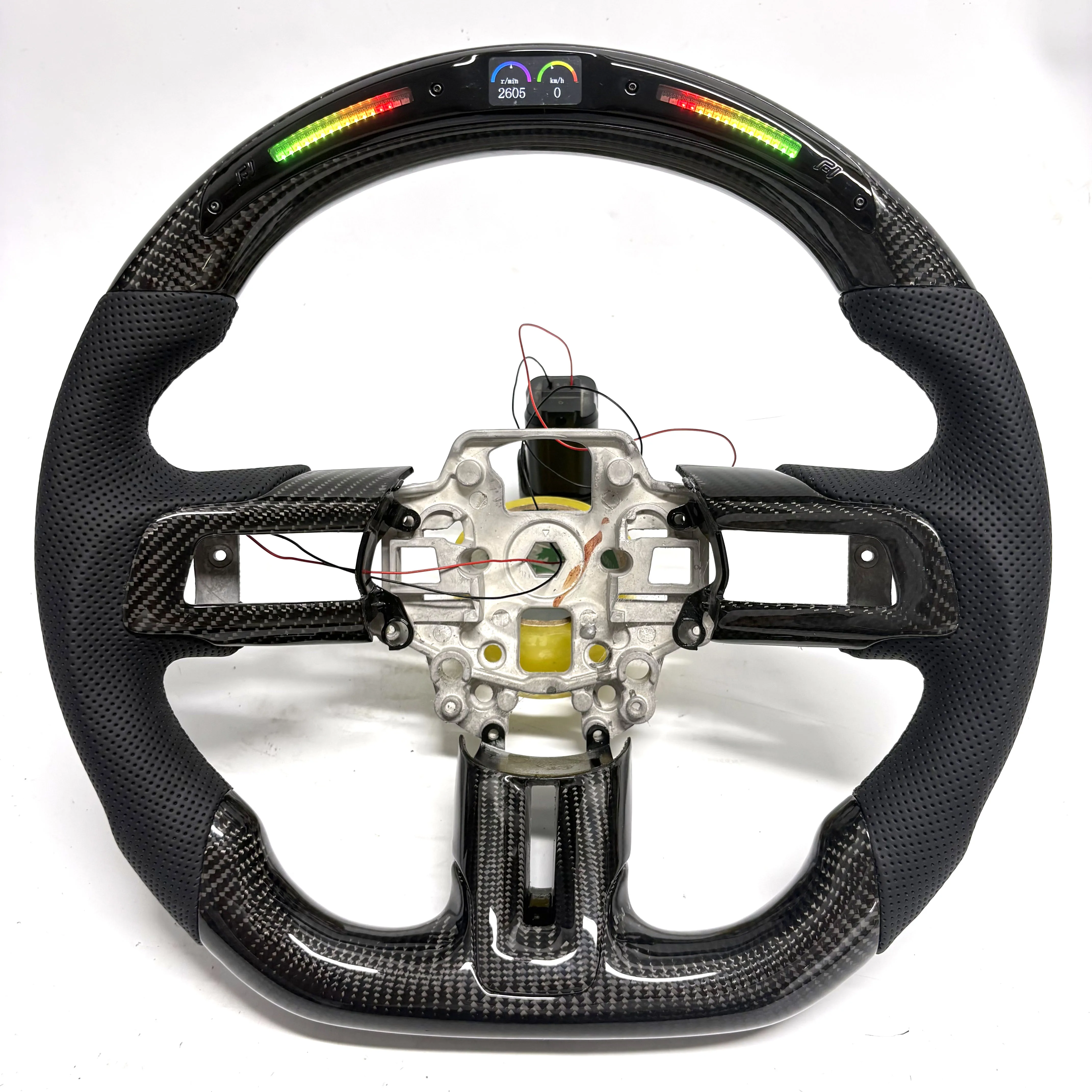 Carbon Fiber Leather LED Steering Wheel for Ford Mustang GT 2014-2023