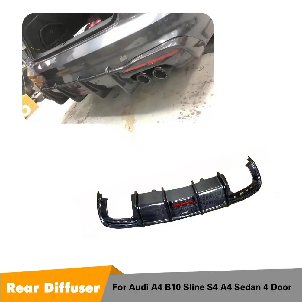 Bumper Guard Splitters Carbon Fiber Rear Bumper Diffuser Lip Spoiler for Audi A4 B10 Sline S4 A4 Sedan 4 Door 2021