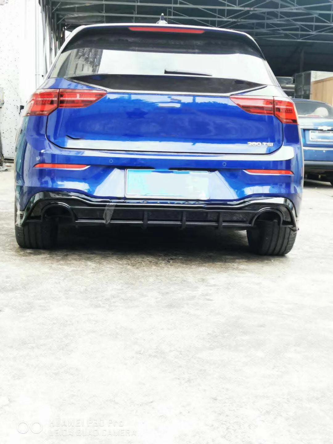 For 2020 2023 Volkswagen Golf8 MK8 CS Style Carbon Fiber Rear Bumper Diffuser with Exhaust Pipe GTI8 Auto Racing