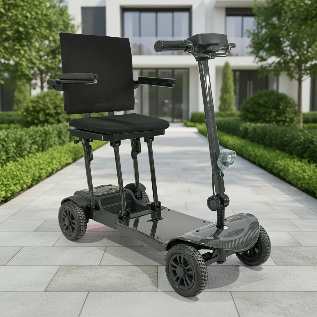 Automatic Folding Electric Elderly Mobility Scooter HENGYI HC702 200W Motor 19mph Lightweight Aluminum Alloy 100kg Capacity 24V