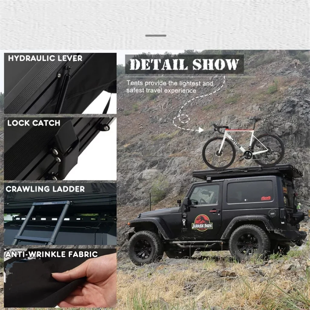 YOLO Wholesale Price One Bedroom Aluminium Hard Shell Rooftop Tent Three/ Four-Season Tube Type Truck Camper Canopy Car Camping