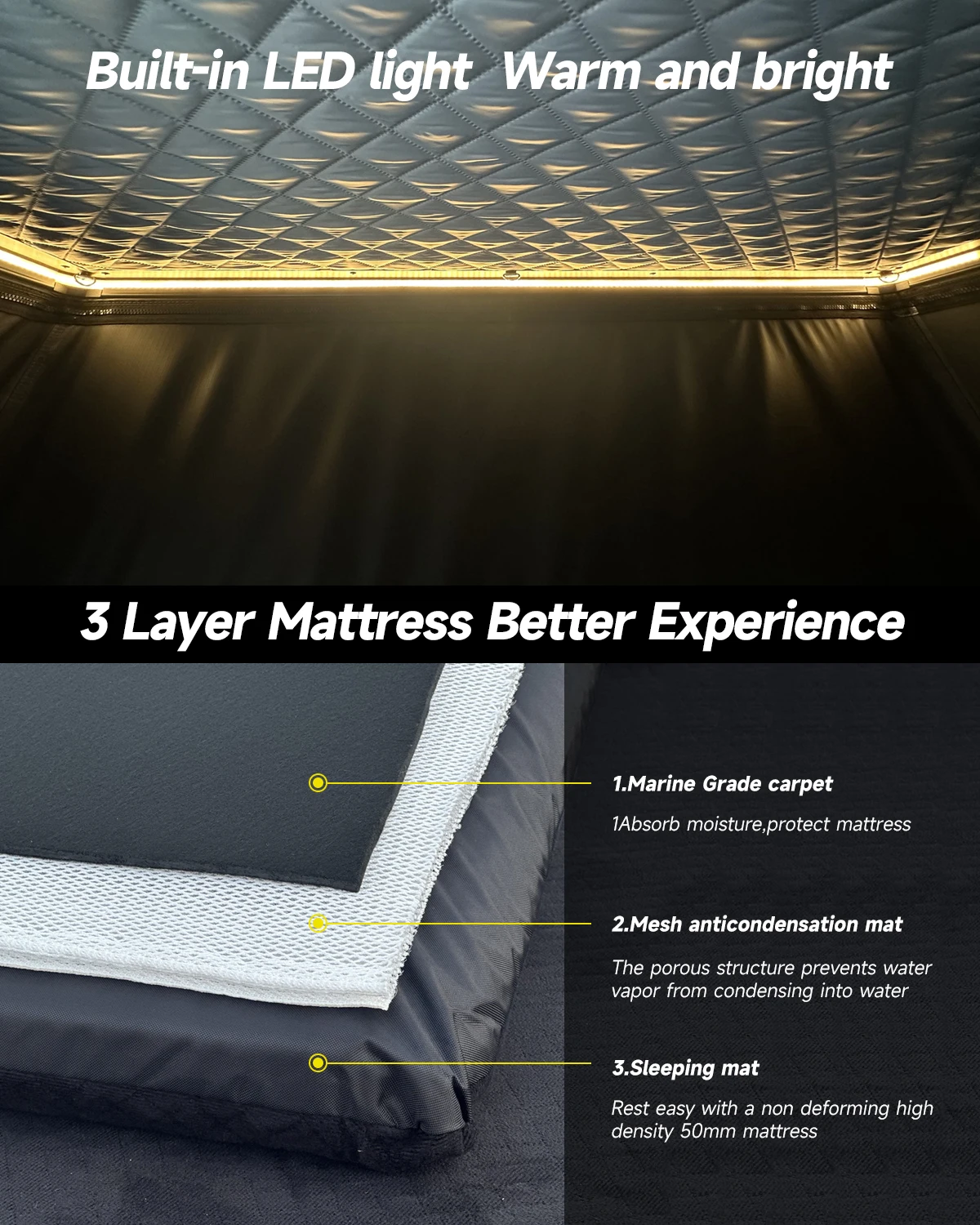 New Arrival Outdoor Camping EU US Stock Carpa De Techo Hard Shell Aluminum Car Rooftop Tent