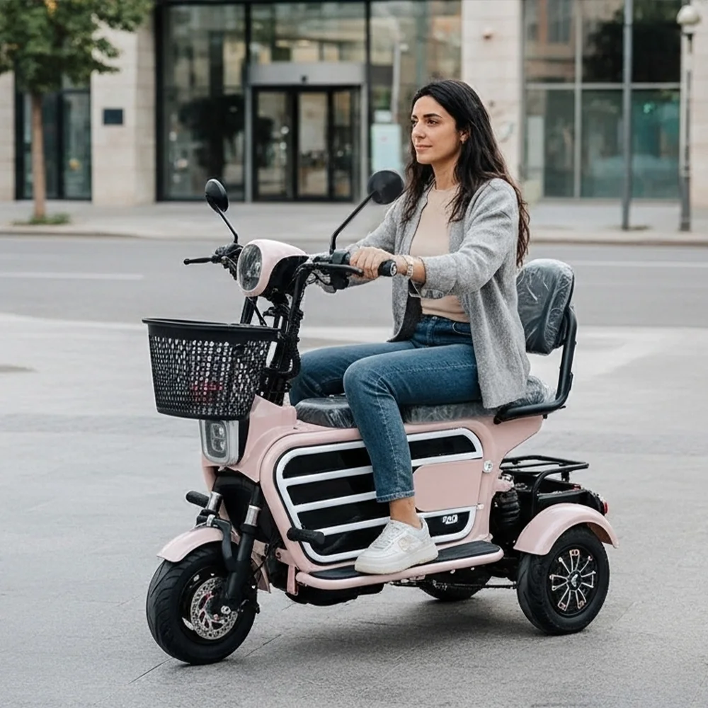 Holladay Small Electric Tricycles Adult Parent-child Electric City Scooter Bicycles Urban Mini Pet Scooters for Walking Dogs