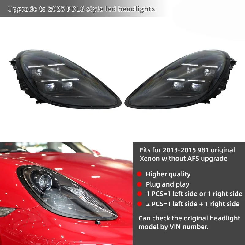 For 2013-2015 981 Upgrade to 2025 Pdls Porsche Boxster ,Cayman LED Headlight