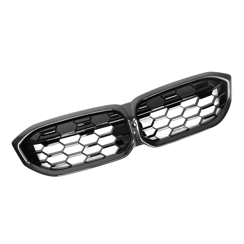 Real Carbon Fiber Gloss Black Racing Bumper Front Grills for BMW 3 Series G20 LCI G28 2023+ Diamond Style G20 Grill