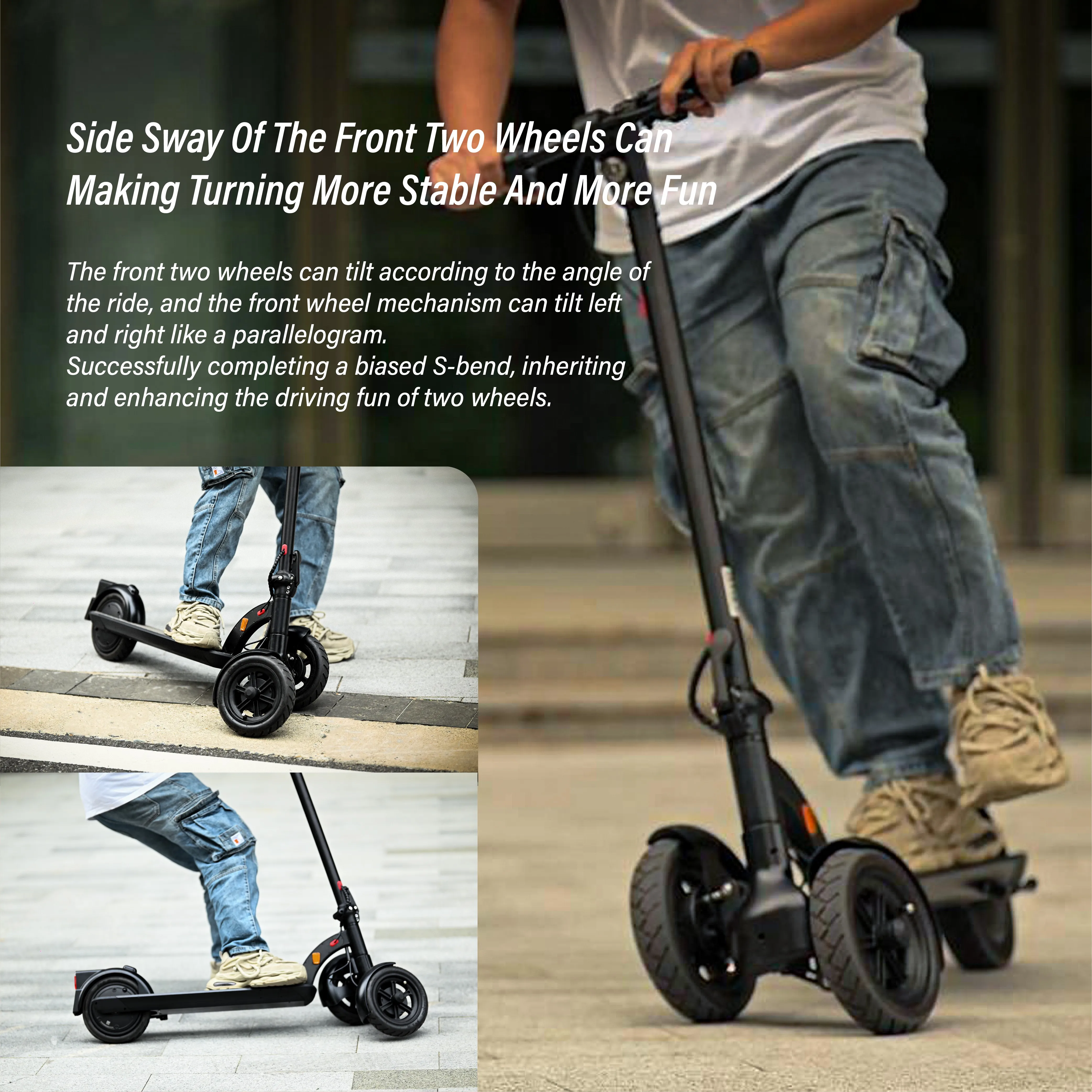Good Climbing Ability 3 Wheel Design Safe Driving Electric Scooter for Adult Light Weight CE EN17128 Certified Foldable