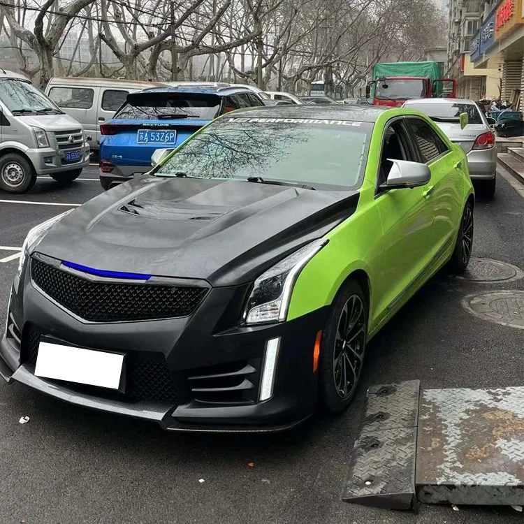 ATS to ATS-V Model Auto Body System Include Front Bumper with Grille Front Lip Hood Fenders Body Kit for Cadillac 2014-2019