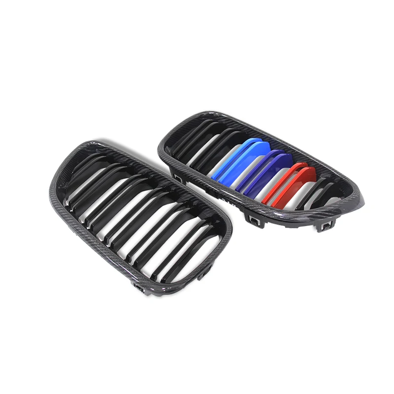 Carbon Fiber Glossy M Color Front Kidney Grille Double-line for BMW  2 Series F22 F23 2014-2016 M Style  Bumper Grill