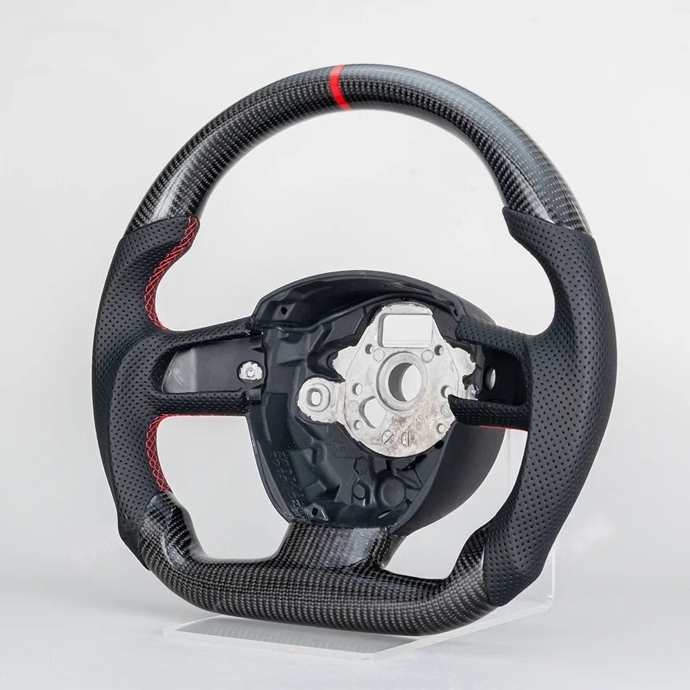 Custom Premium 12 O'clock Racing Carbon Fiber Leather Car Steering Wheel Upgrade for Audi A5 B7 2008-2010