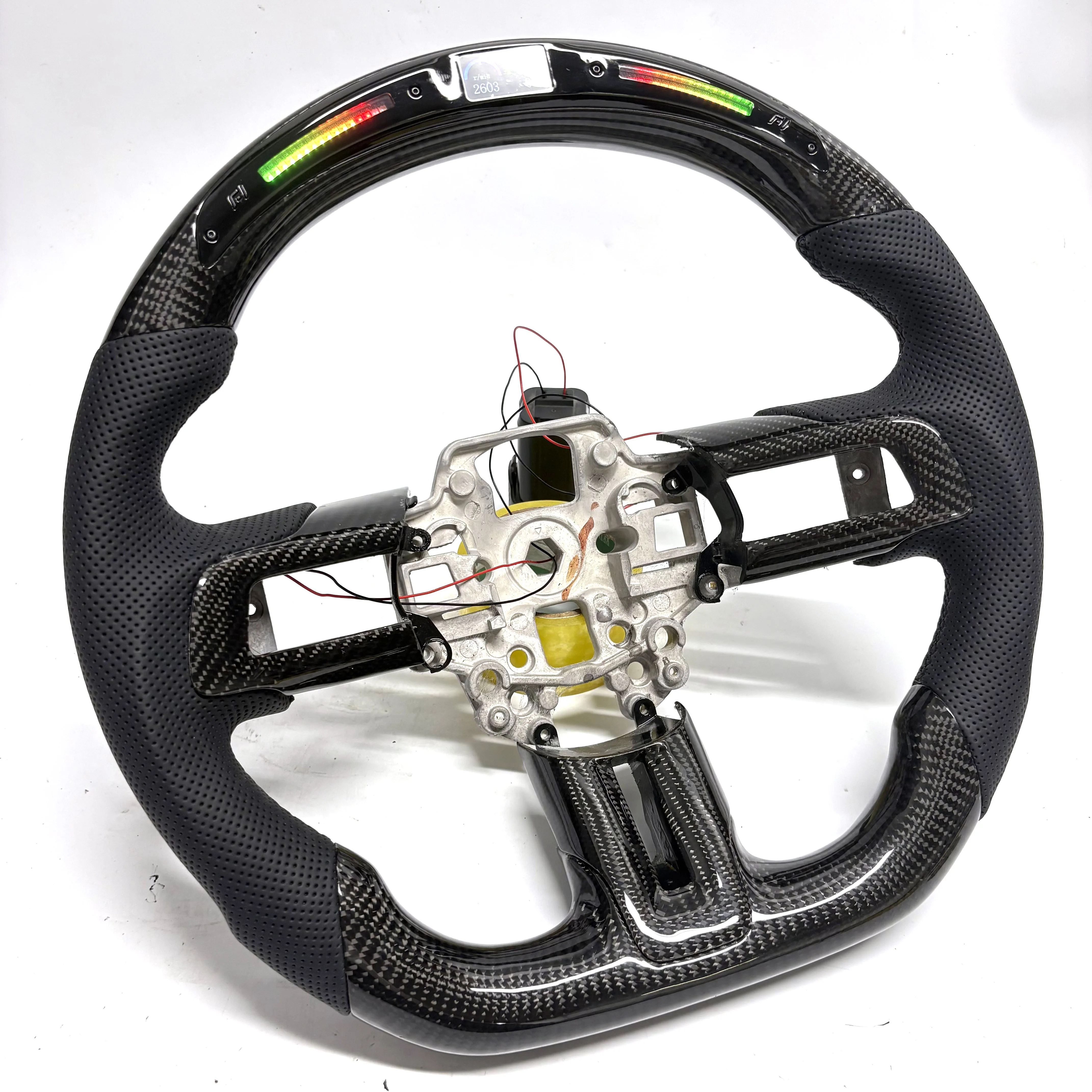 Carbon Fiber Leather LED Steering Wheel for Ford Mustang GT 2014-2023