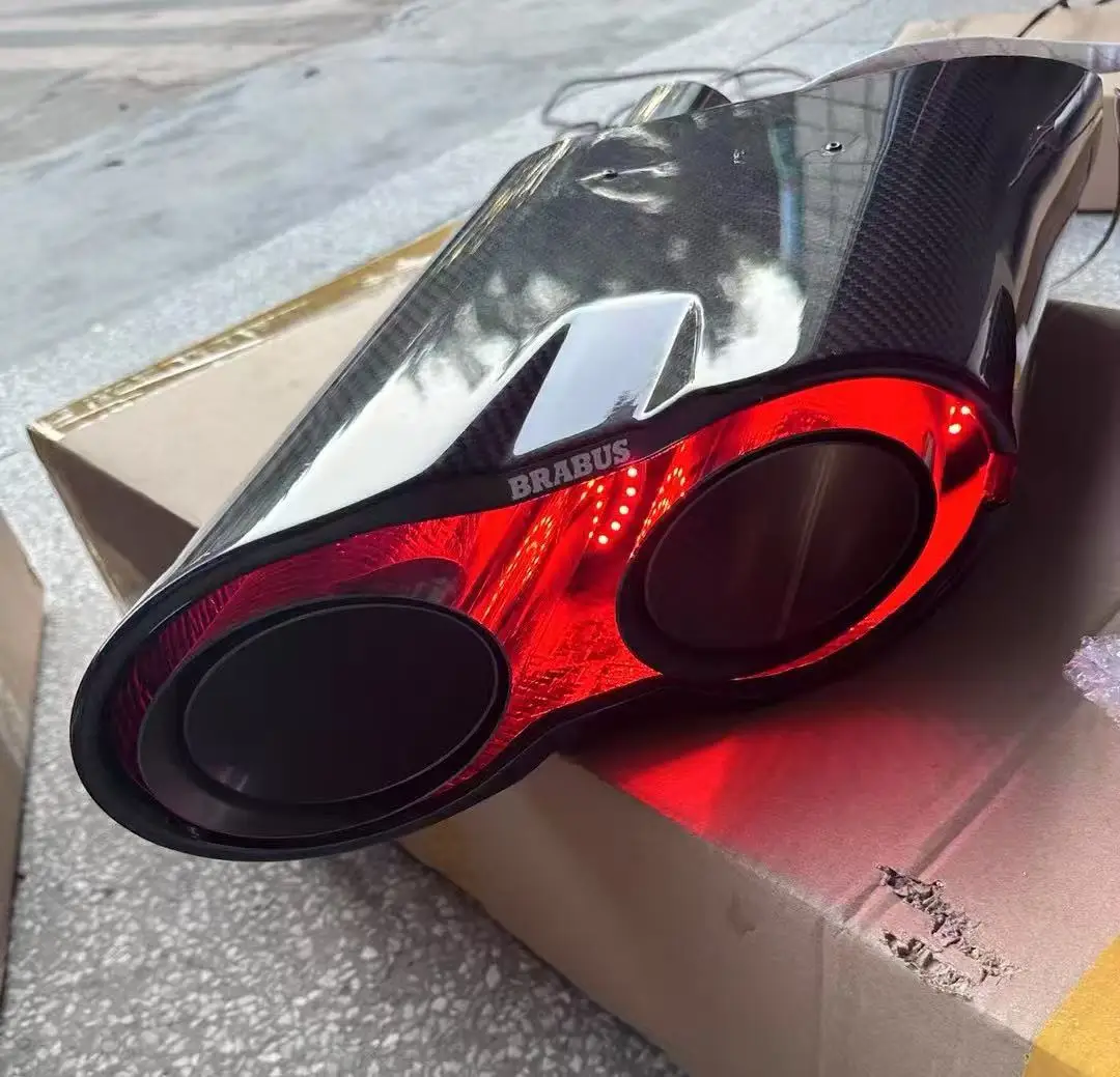 For OEM G900 Rocket Style Dry Carbon Fiber Car Rear Exhaust Pipe Led Decoration Protection