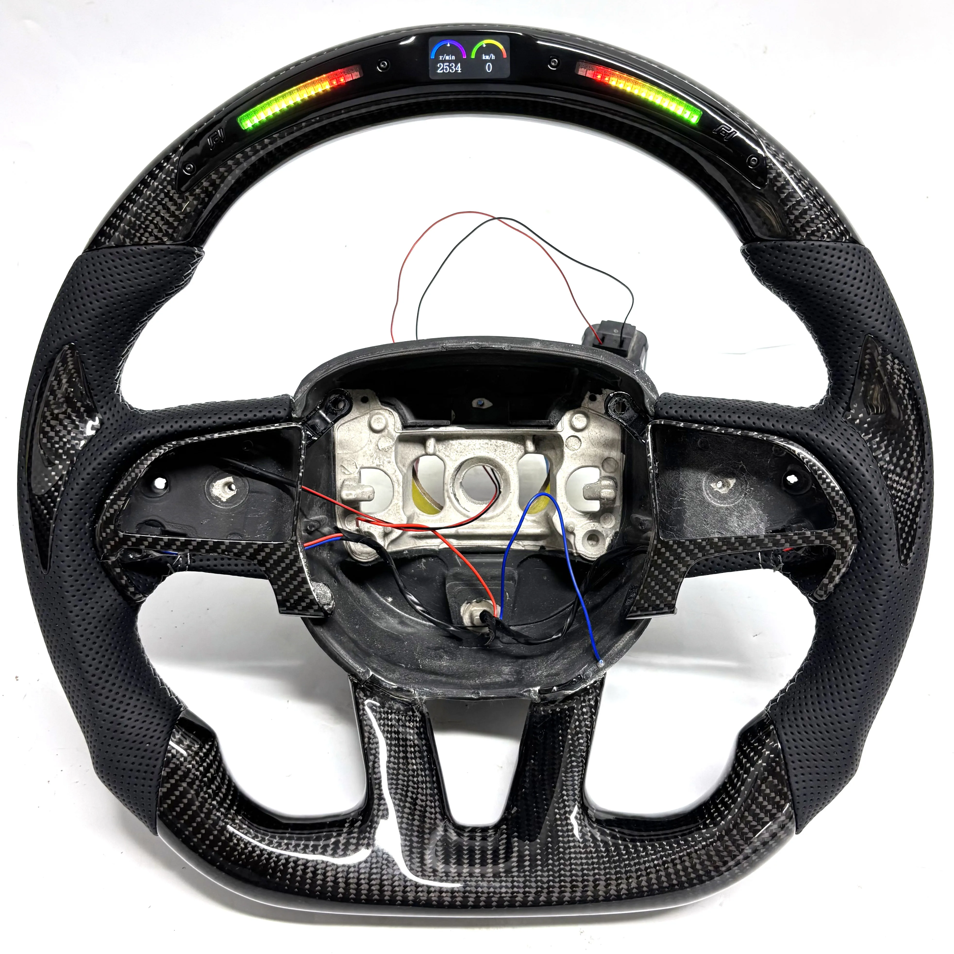 Custom Carbon Fiber Leather Steering Wheel Designed for Dodge Challenger Hellcat Challenger SRT RT Series Charger Models