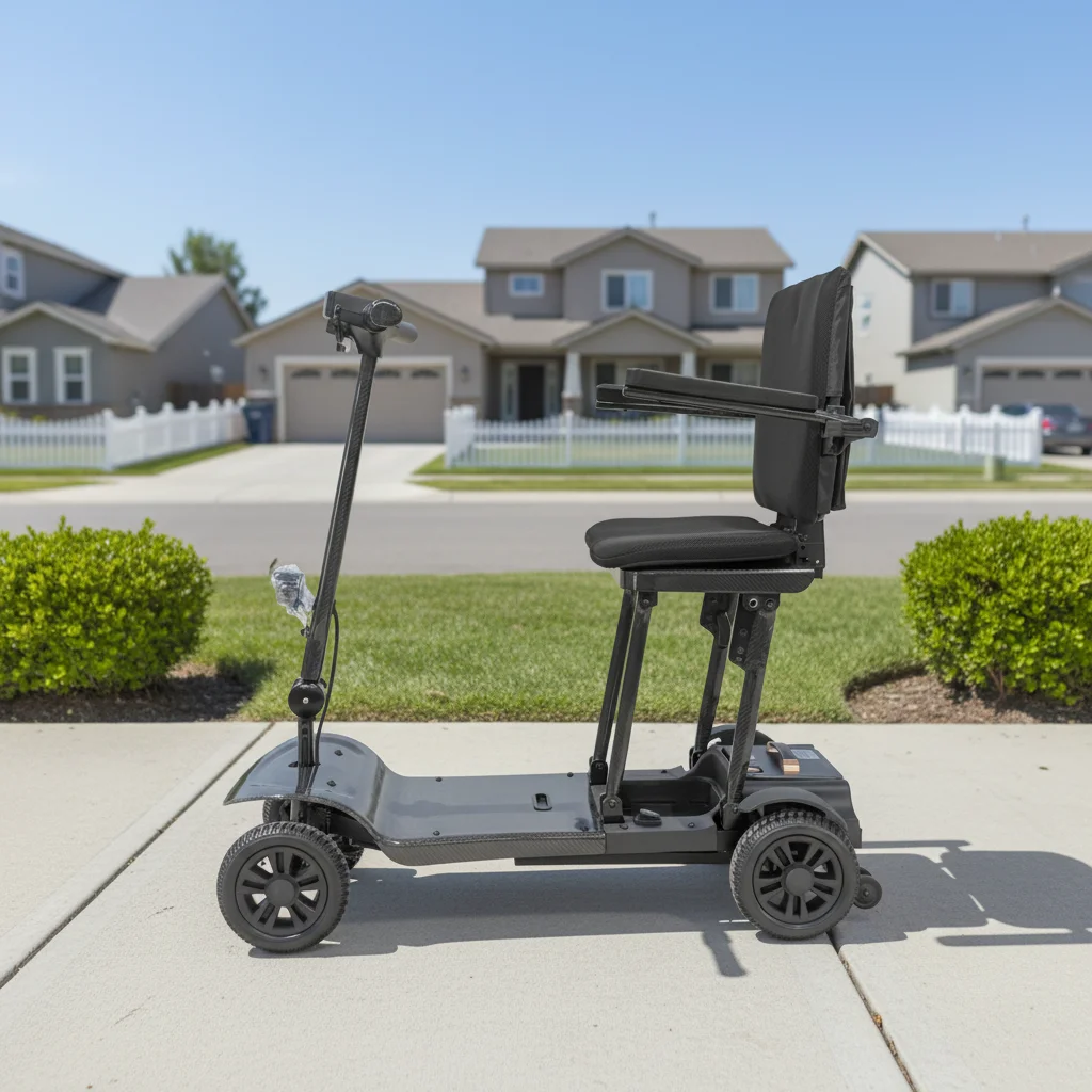 Automatic Folding Electric Elderly Mobility Scooter HENGYI HC702 200W Motor 19mph Lightweight Aluminum Alloy 100kg Capacity 24V