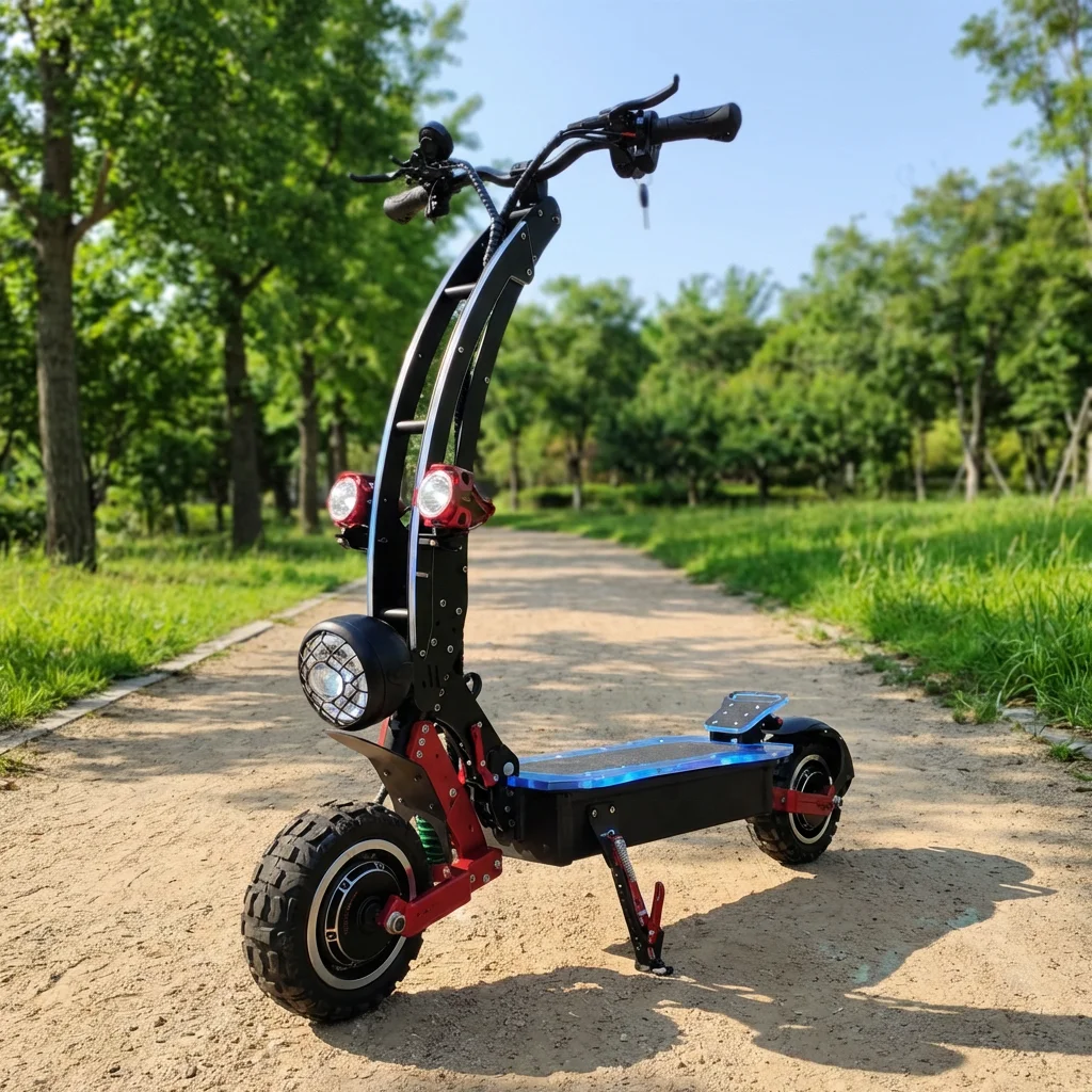 Off-Road Vacuum Tires 11 Inch 60V Dual Motor Foldable Electric Scooter for Adults-IP65 Waterproof Lithium Fast