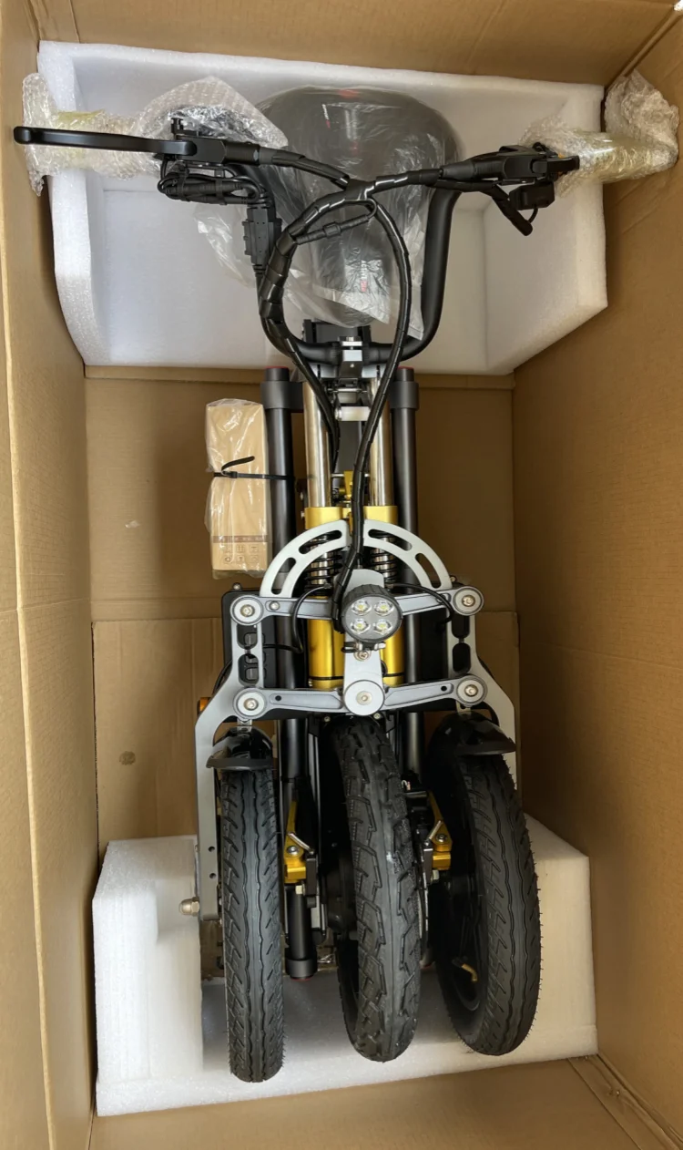 48V 500W Etrike Long Range 70KM 14 Inch Foldable Electric Bike 3 Wheel 2 Seater Bicycle Adult Balance Dual Electric Folding Bike