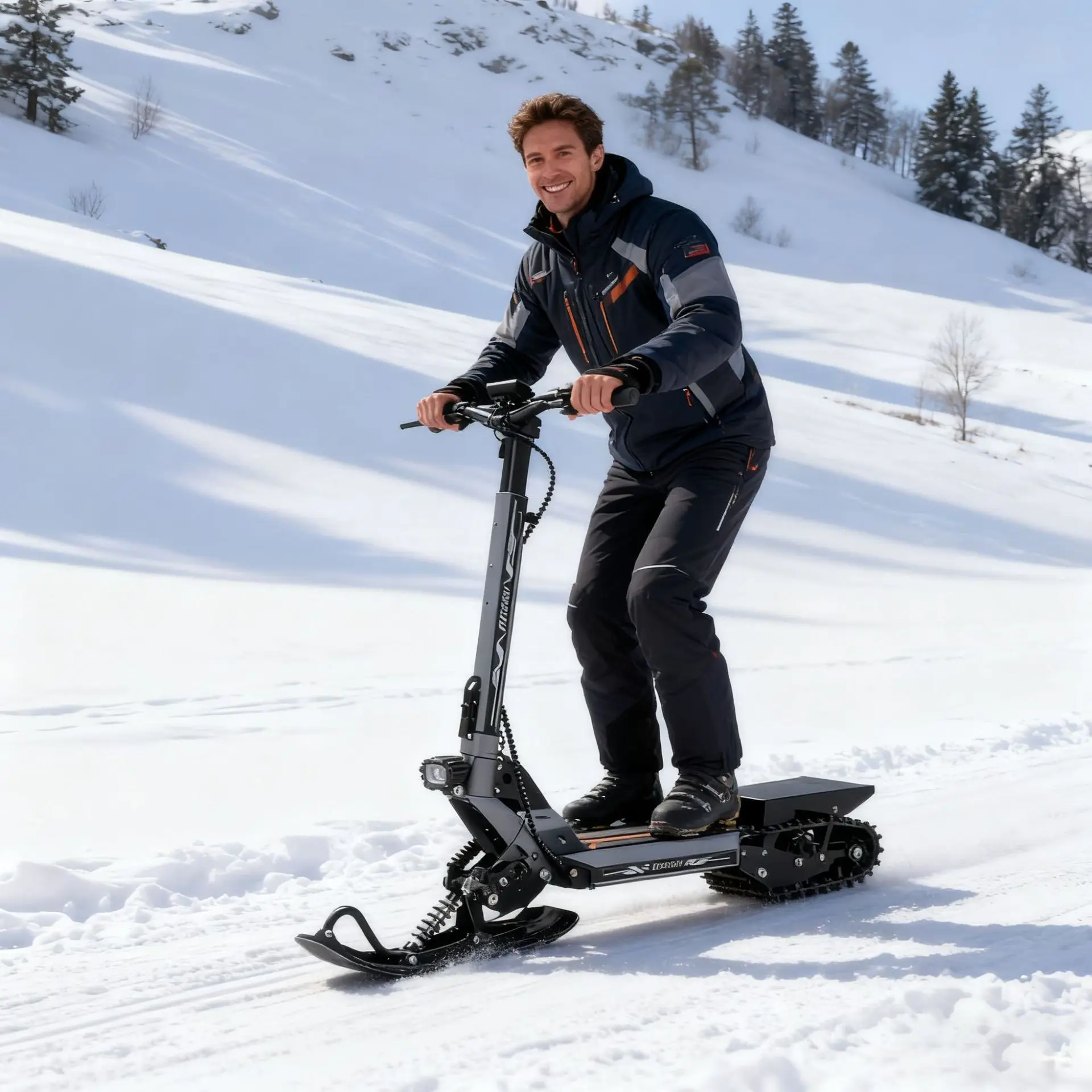 New Adult Electric Snowmobile Ski Bike Winter Ice Sled Anti-Skid Track Snowboard 48V 200kg Load Capacity