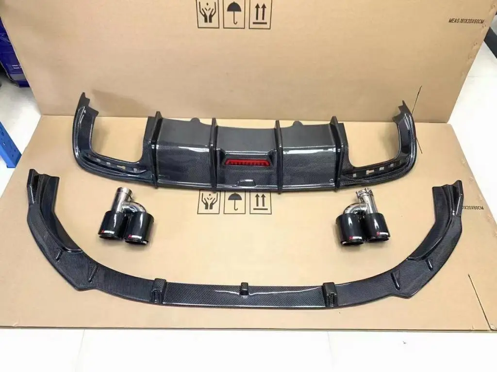 Bumper Guard Splitters Carbon Fiber Rear Bumper Diffuser Lip Spoiler for Audi A4 B10 Sline S4 A4 Sedan 4 Door 2021