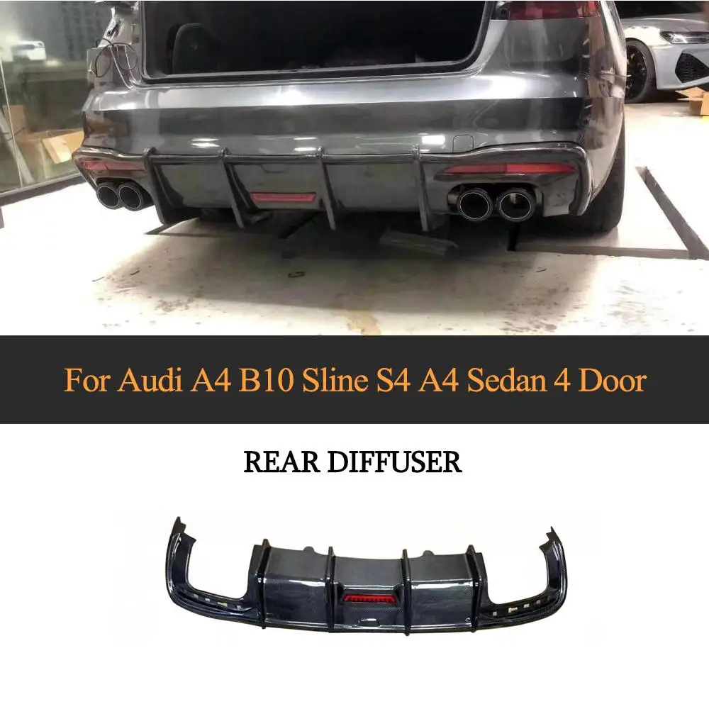 Bumper Guard Splitters Carbon Fiber Rear Bumper Diffuser Lip Spoiler for Audi A4 B10 Sline S4 A4 Sedan 4 Door 2021