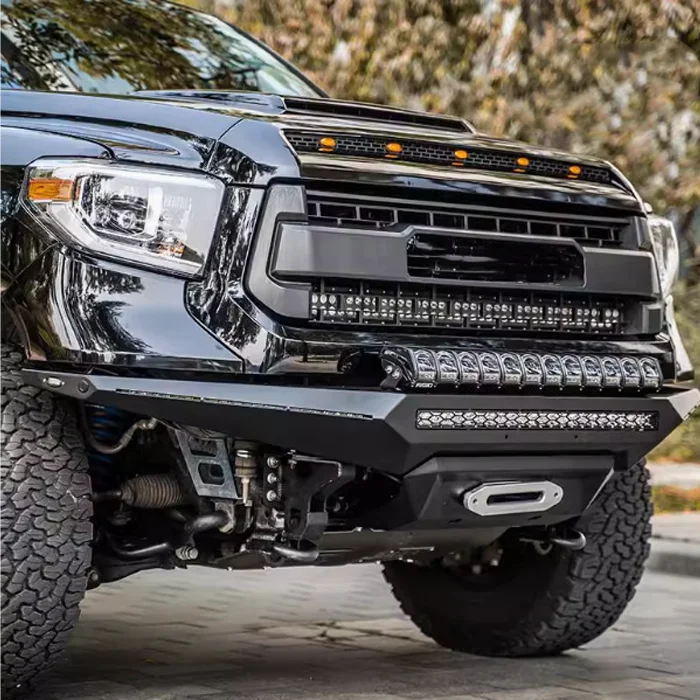 2014-2021 for Tundra Steel Front Bumper Bull Bar Black Exterior 4x4 Road Accessory Car Bumpers