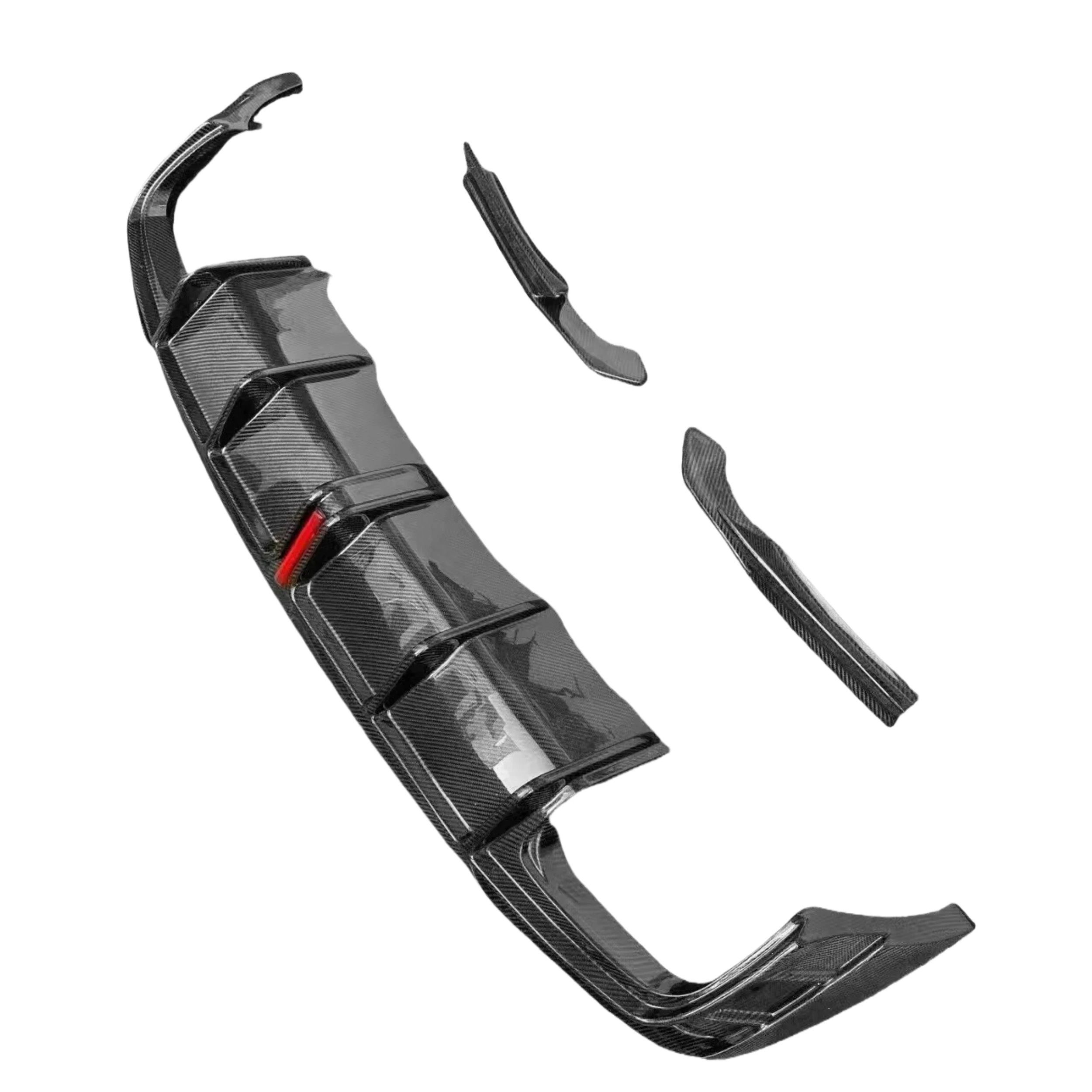 3 PCS Carbon Fiber Car Bumpers Front Lip Rear Bumper Diffuser With LED Light Spoiler for Audi A4 B10 Sports 2021+ A4 Diffuser