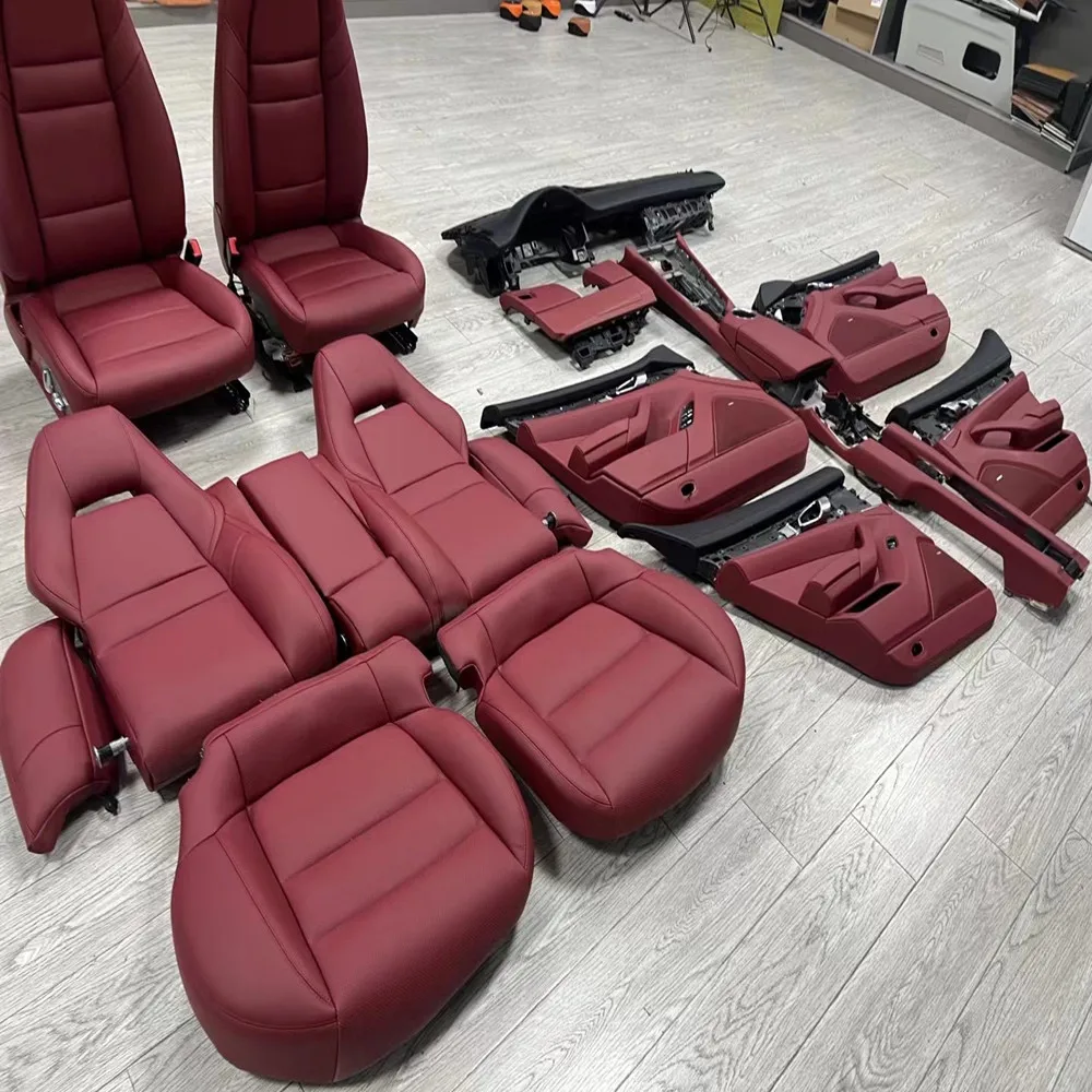 Full Set Luxury Leather Seat Cover Customized Colors Patterns and Logos for Cayenne 957 958 9Y0 Panamera 970 971 Macan 911