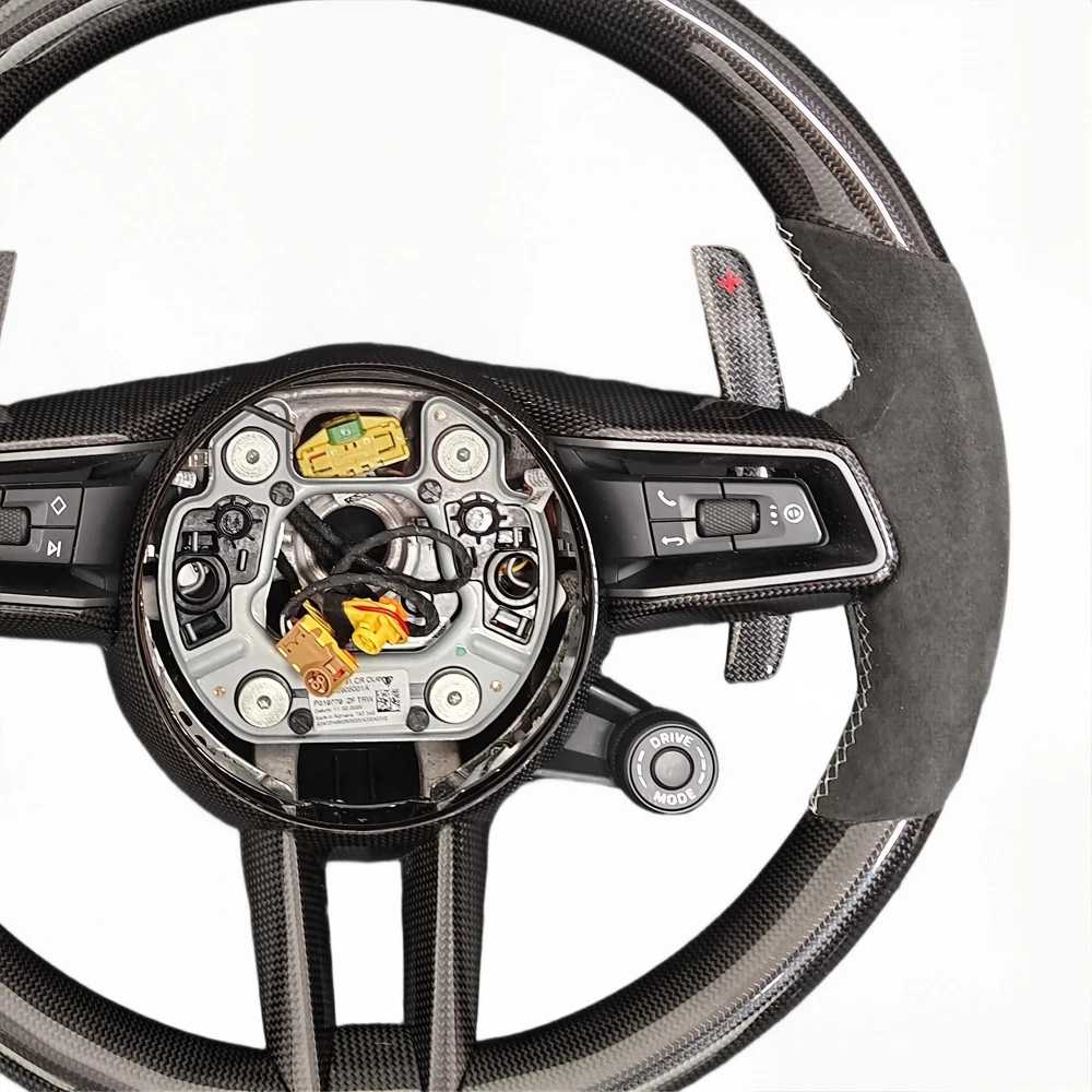 New Porsche Steering Wheel Carbon Fiber + Leather Customizable Stitching for Porsche 911 718 Cayman