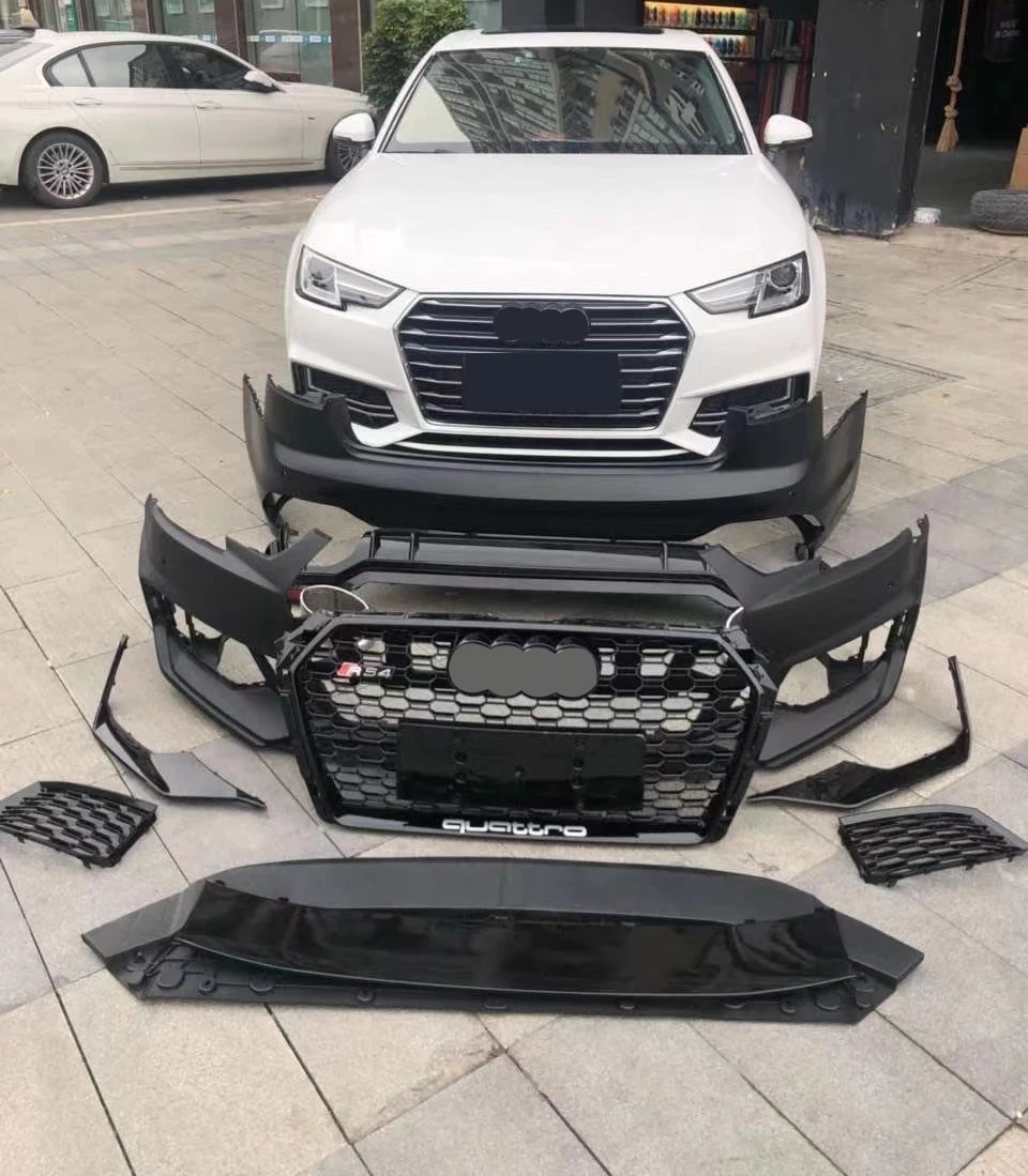 2017-2019 A4 S4 B9 Replacement RS4 style Front bumper and grill Modification Upgrade front bodykit fitment for adui A4 S4 B9