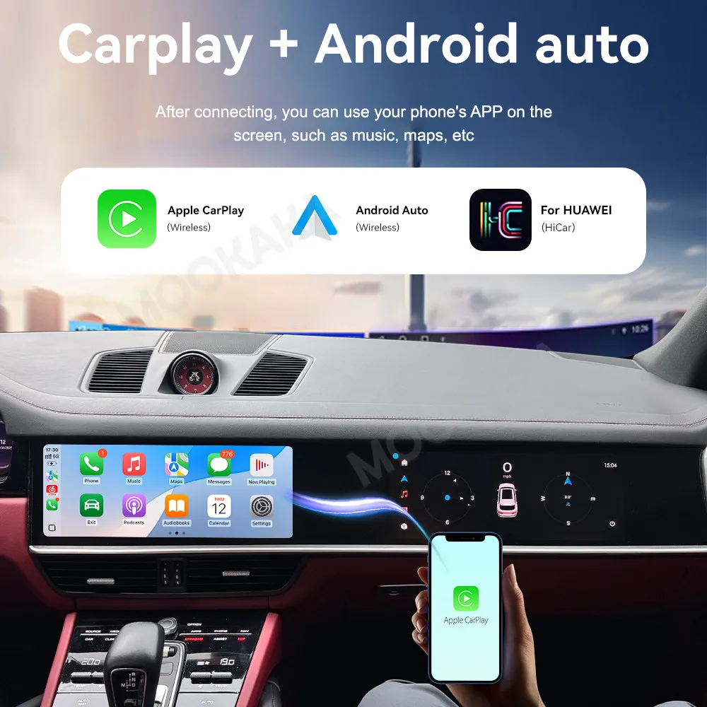 Dual 12.3 Inch Android 14 for Porsche Cayenne 2018-2023 Multimedia Car Radio Stereo Auto Carplay Head Unit Monitor Video