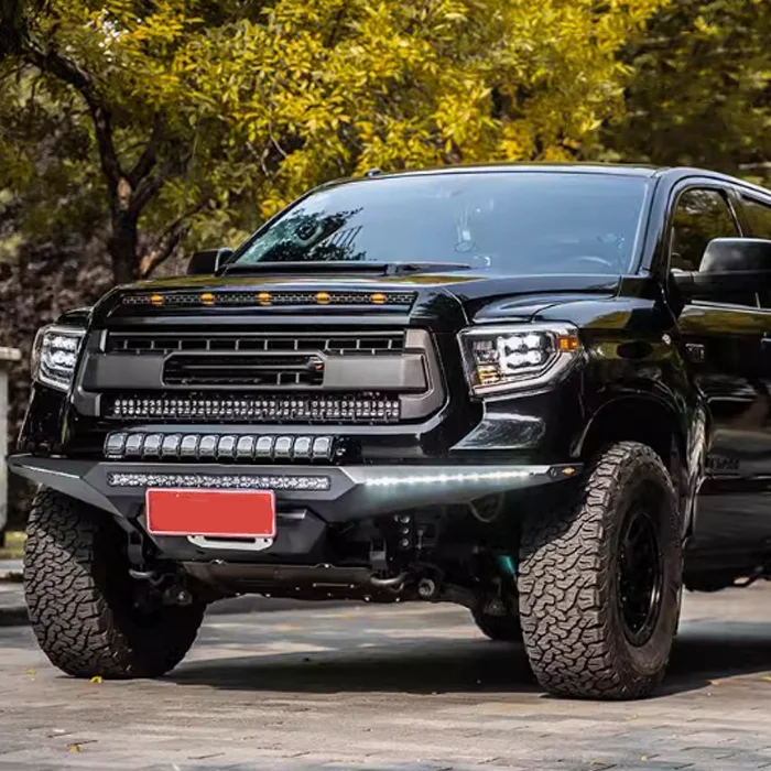 2014-2021 for Tundra Steel Front Bumper Bull Bar Black Exterior 4x4 Road Accessory Car Bumpers