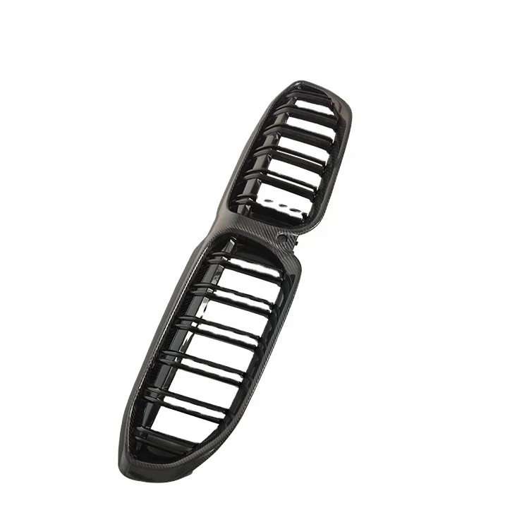 Glossy Black Carbon Fiber Front Kidney Grill Double Line Front Grille for BMW G20 G21 330i M340i 2019 2020 2021