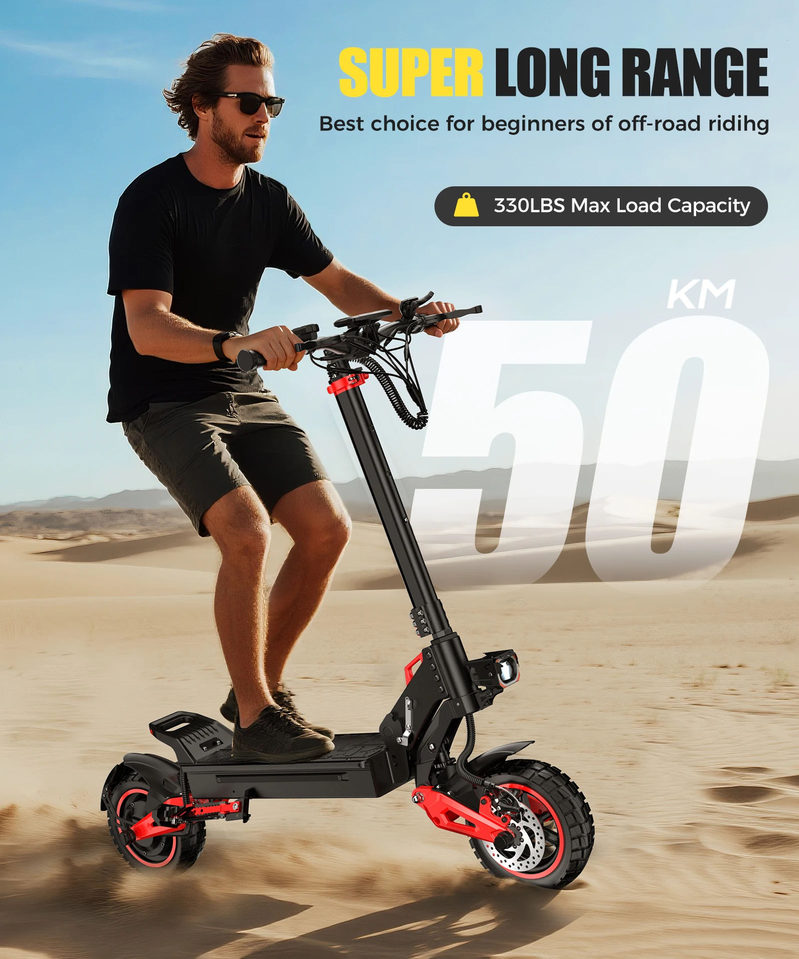 Waterproof 2 Wheel 1600W Off Road Electric Scooter All Terrain E-Scooter