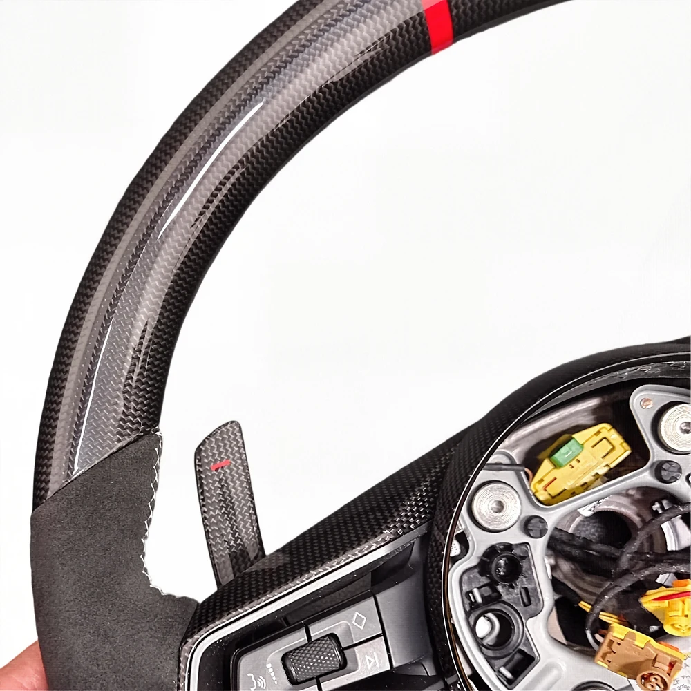 New Porsche Steering Wheel Carbon Fiber + Leather Customizable Stitching for Porsche 911 718 Cayman