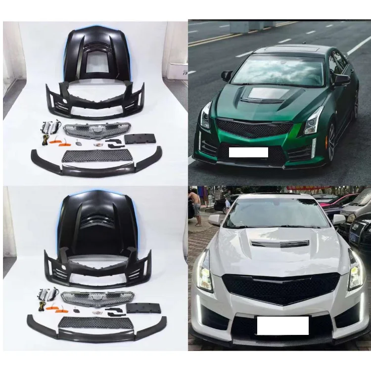 ATS to ATS-V Model Auto Body System Include Front Bumper with Grille Front Lip Hood Fenders Body Kit for Cadillac 2014-2019