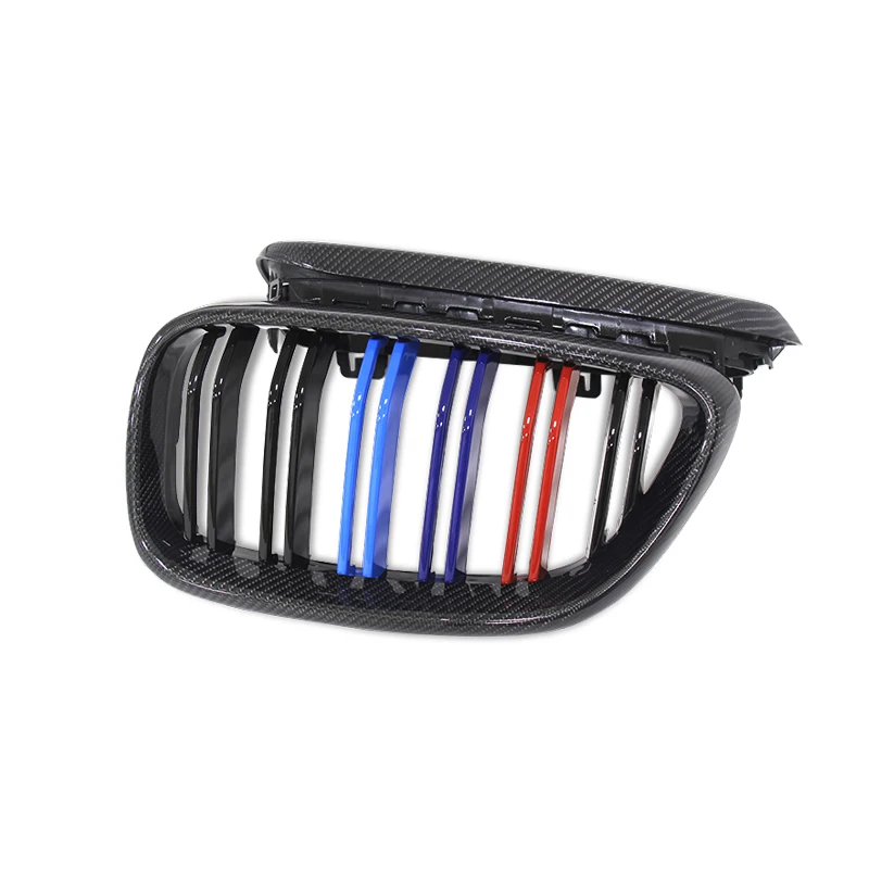 Carbon Fiber Glossy M Color Front Kidney Grille Double-line for BMW  2 Series F22 F23 2014-2016 M Style  Bumper Grill