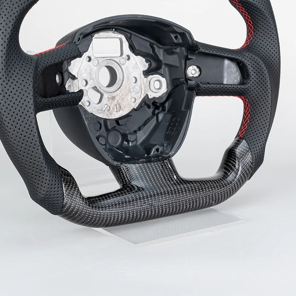 Custom Premium 12 O'clock Racing Carbon Fiber Leather Car Steering Wheel Upgrade for Audi A5 B7 2008-2010