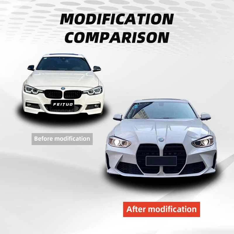 Wide Body Kit for BMW 3 Series F30 Upgrade to G80 M3 with High Quality Car Bumpers Grill Side Skirt Tail Throat Headlamp