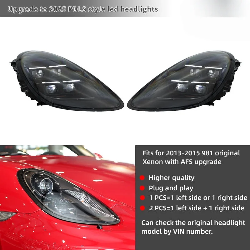 For 2013-2015 981 Upgrade to 2025 Pdls Porsche Boxster ,Cayman LED Headlight